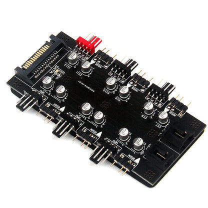 Computer Motherboard SATA 1 to 6 PWM / ARGB Hub 4-Pin Fan Hub 5V 3-Pin RGB Converter