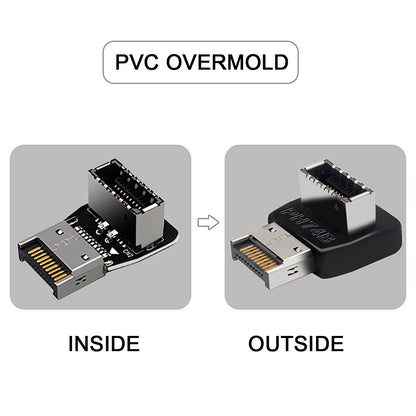 UC-059 2Pcs/Set USB 3.1 Motherboard Type-E Male to Female Extender Data Adapter Up/Down Angled Converter Support 10Gbps Transmission