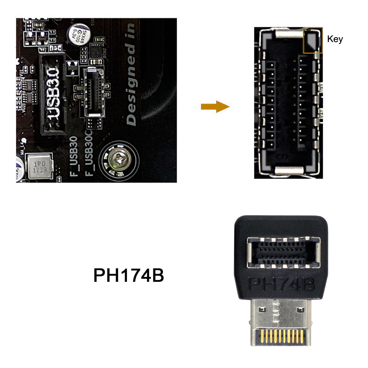 UC-059 2Pcs/Set USB 3.1 Motherboard Type-E Male to Female Extender Data Adapter Up/Down Angled Converter Support 10Gbps Transmission