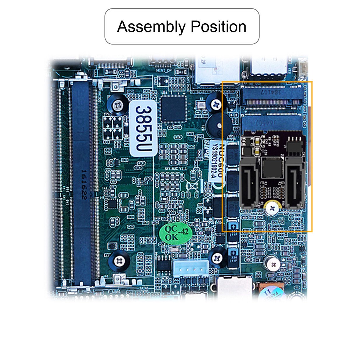 SA-034 22x30mm NGFF Key A+E PCI Express to Dual SATA-7P 3.0 6Gbps Adapter Card Hard Drive Extension Converter JMB582