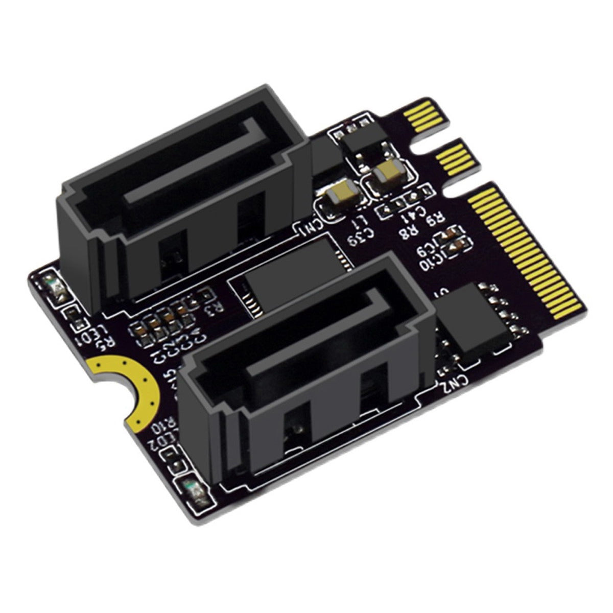 SA-034 22x30mm NGFF Key A+E PCI Express to Dual SATA-7P 3.0 6Gbps Adapter Card Hard Drive Extension Converter JMB582