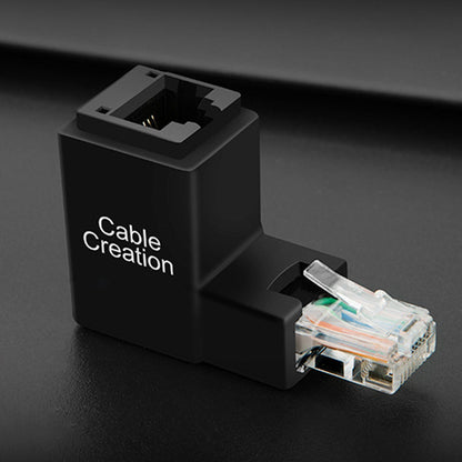 CABLECREATION CL0101 90 Degrees RJ45 Adapter Male to Female Right Angle Ethernet Socket Network Cable Connector