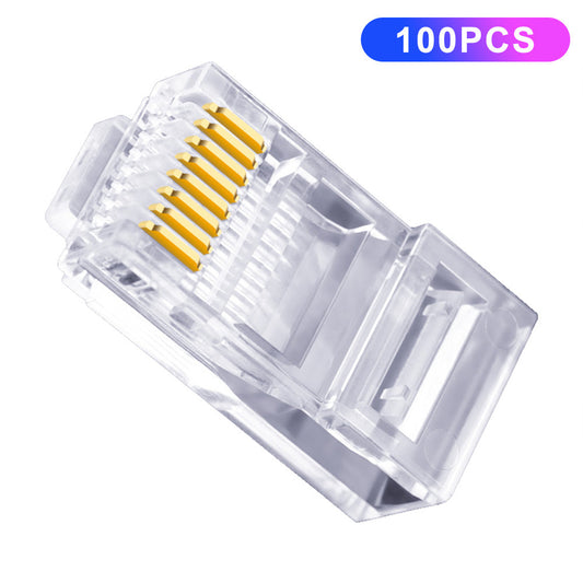 BAJEAL 100PCS RJ45 8P8C Cat6 Ends Cat 6 Crystal Connectors Heads Ethernet Cable Crimp Unshielded Pure Copper Gold-Plated Network Plugs