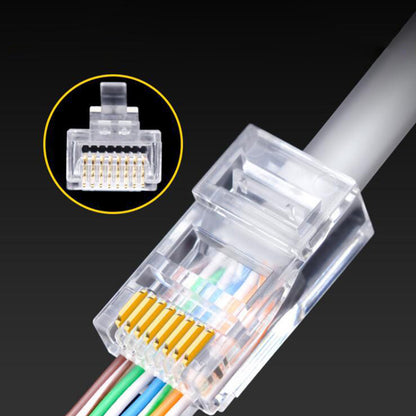 BAJEAL 100PCS RJ45 8P8C Cat6 Ends Cat 6 Crystal Connectors Heads Ethernet Cable Crimp Unshielded Pure Copper Gold-Plated Network Plugs