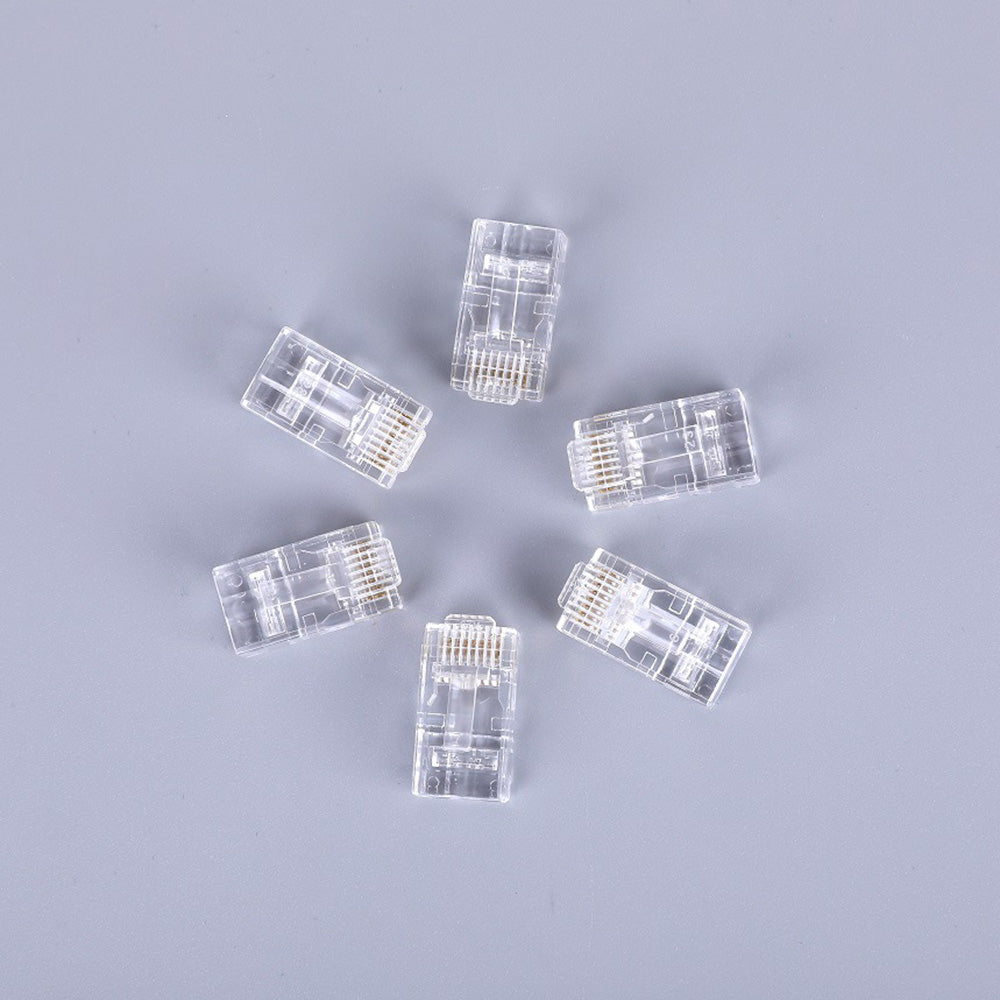 BAJEAL 100PCS RJ45 8P8C Cat6 Ends Cat 6 Crystal Connectors Heads Ethernet Cable Crimp Unshielded Pure Copper Gold-Plated Network Plugs