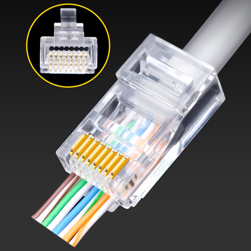 AICHAO 100PCS RJ45 Ethernet Cable 8P8C Cat5 Ends Crystal Connectors Heads Crimp Unshielded Cat 5 Network Line End Clips Plugs