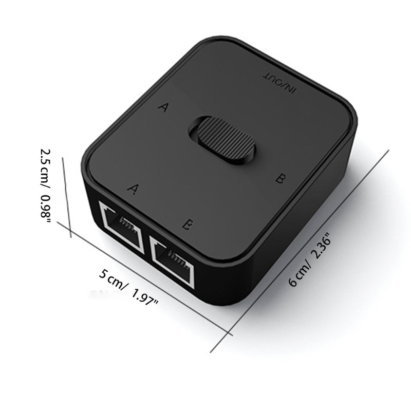 2-Port RJ45 Network Switcher Gigabit Network Splitter Power-Free Internal / External Network Switch Adapter