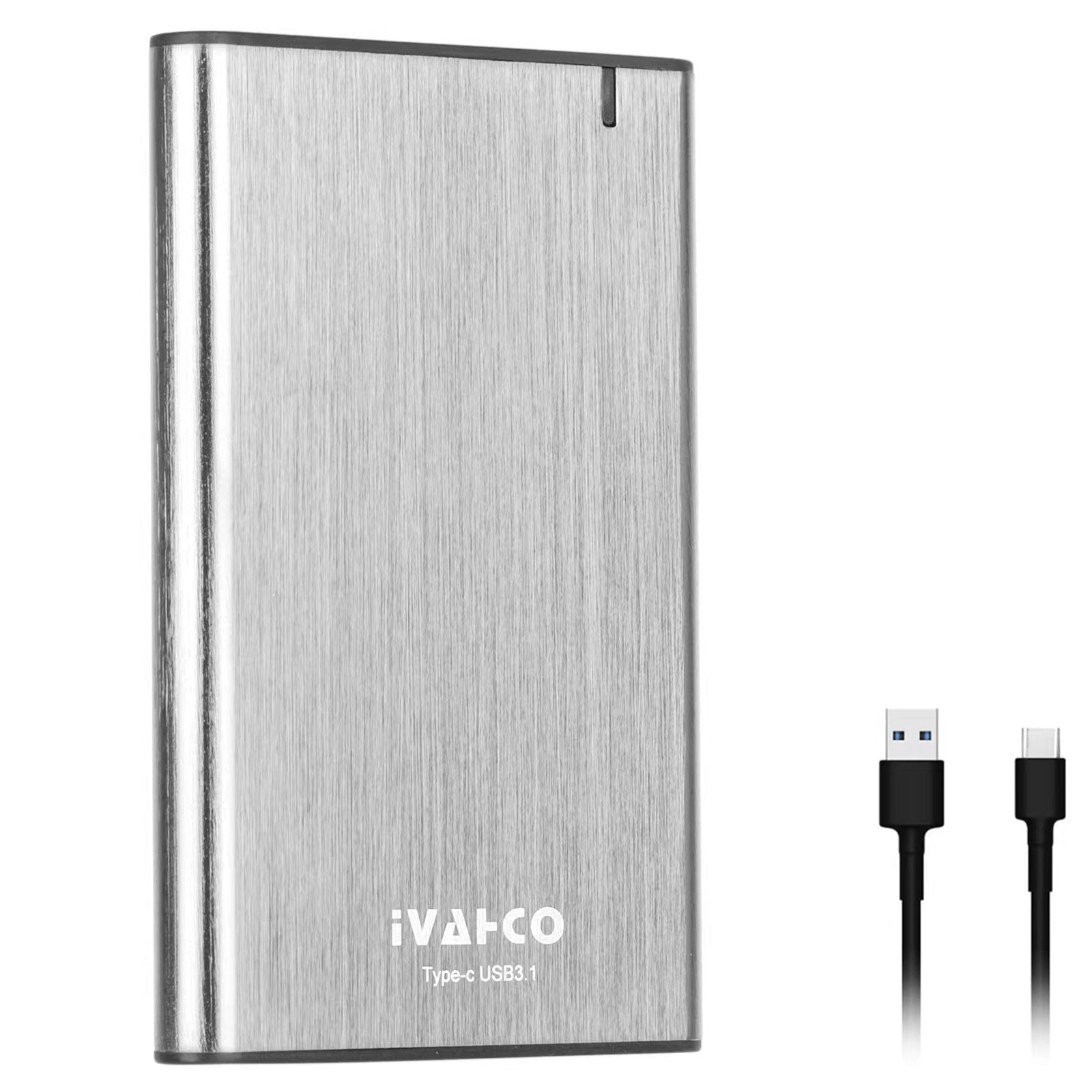 IVAHCO 320GB Type-C USB3.1 Solid State Drive Enclosure Brushed Metal 2.5&quot; HDD External Case