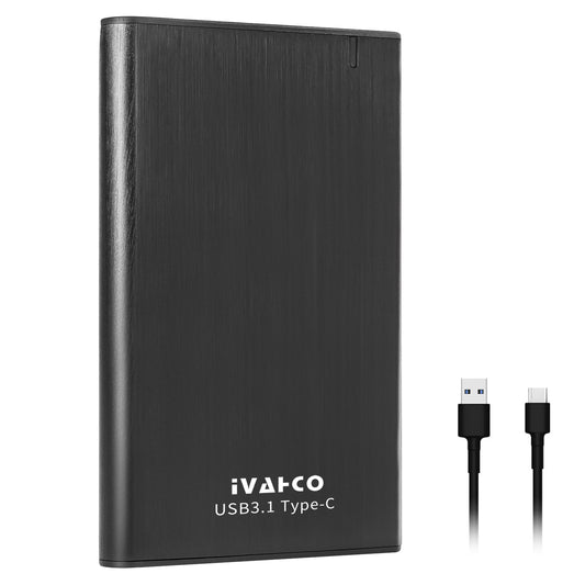 IVAHCO 750GB HDD External Case Type-C USB3.1 2.5&quot; Brushed Metal Solid State Drive Enclosure with Indicator