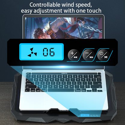 S18 Notebook Router 4-Fan Cooler Radiator Adjustable Wind Speed Laptop Cooling Pad with Display Screen