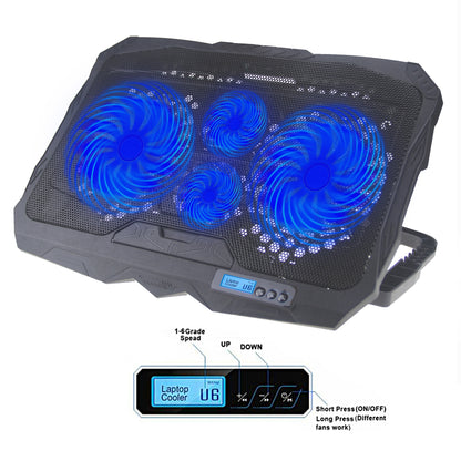 S18 Notebook Router 4-Fan Cooler Radiator Adjustable Wind Speed Laptop Cooling Pad with Display Screen