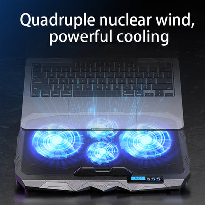 S18 Notebook Router 4-Fan Cooler Radiator Adjustable Wind Speed Laptop Cooling Pad with Display Screen