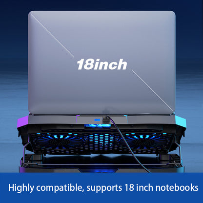 S18 Notebook Router 4-Fan Cooler Radiator Adjustable Wind Speed Laptop Cooling Pad with Display Screen