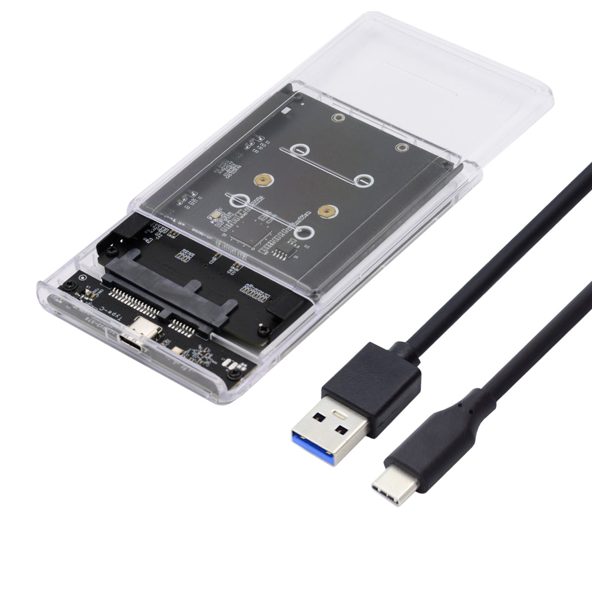 SA-031+UC-079 Dual NGFF B+M-Key M.2 SSD Card JOBD Raid0 Span Bridge to USB3.0 Type-C USB-C 2.5inch SATA Combo Enclosure