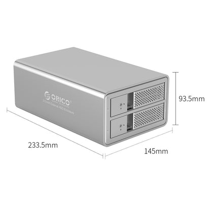 ORICO 9528U3 2-Bay USB 3.0 to SATA 3.5 inch External Hard Drive Enclosure Support 32TB Aluminum Alloy HDD Enclosure for Mac  /  Linux  /  Windows