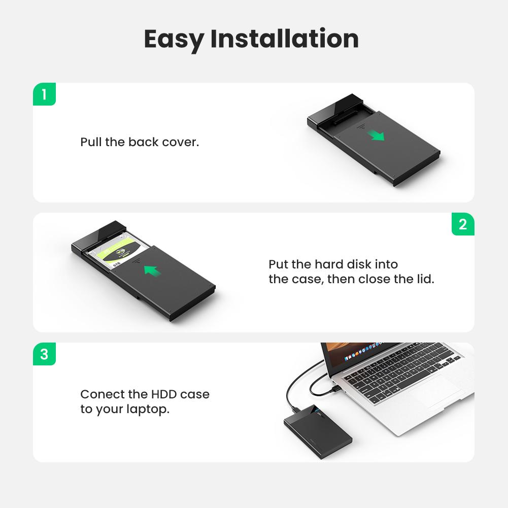 UGREEN 30848 USB 3.0 to SATA III Hard Drive Enclosure 2.5-Inch External SSD Disk HDD Case