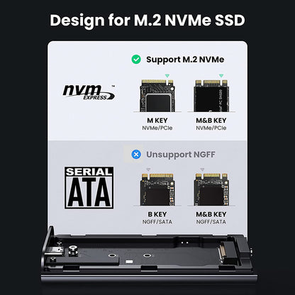 UGREEN 80554 M.2 NVMe SSD Chassis Adapter Portable Hard Drive Enclosure 20Gbps USB C 3.2 Gen 2x2 Support NVMe External Hard Drive