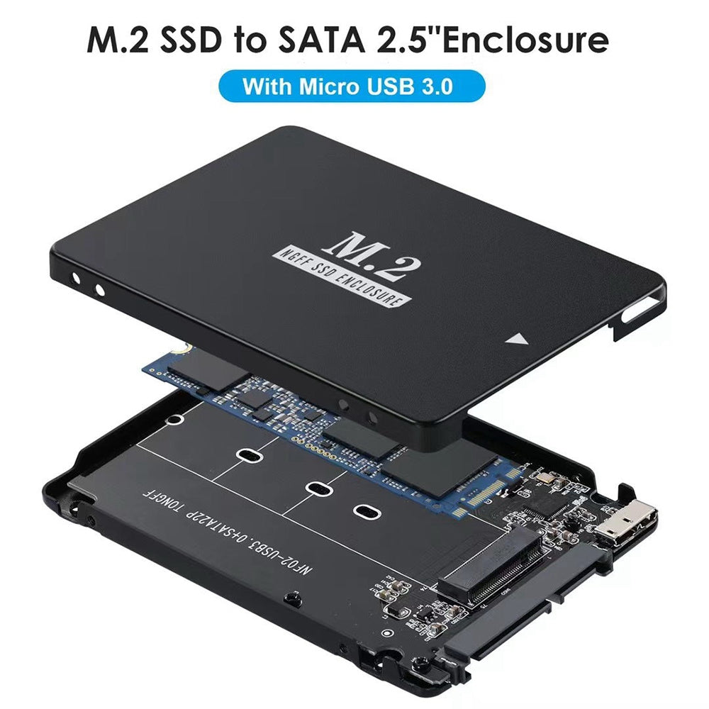 SA-018 NGFF B+M Key M.2 SSD Card to 2.5inch SATA Micro USB 3.0 Combo HDD Disk Drive Enclosure with Micro USB Cable