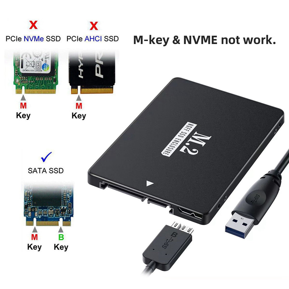 SA-018 NGFF B+M Key M.2 SSD Card to 2.5inch SATA Micro USB 3.0 Combo HDD Disk Drive Enclosure with Micro USB Cable