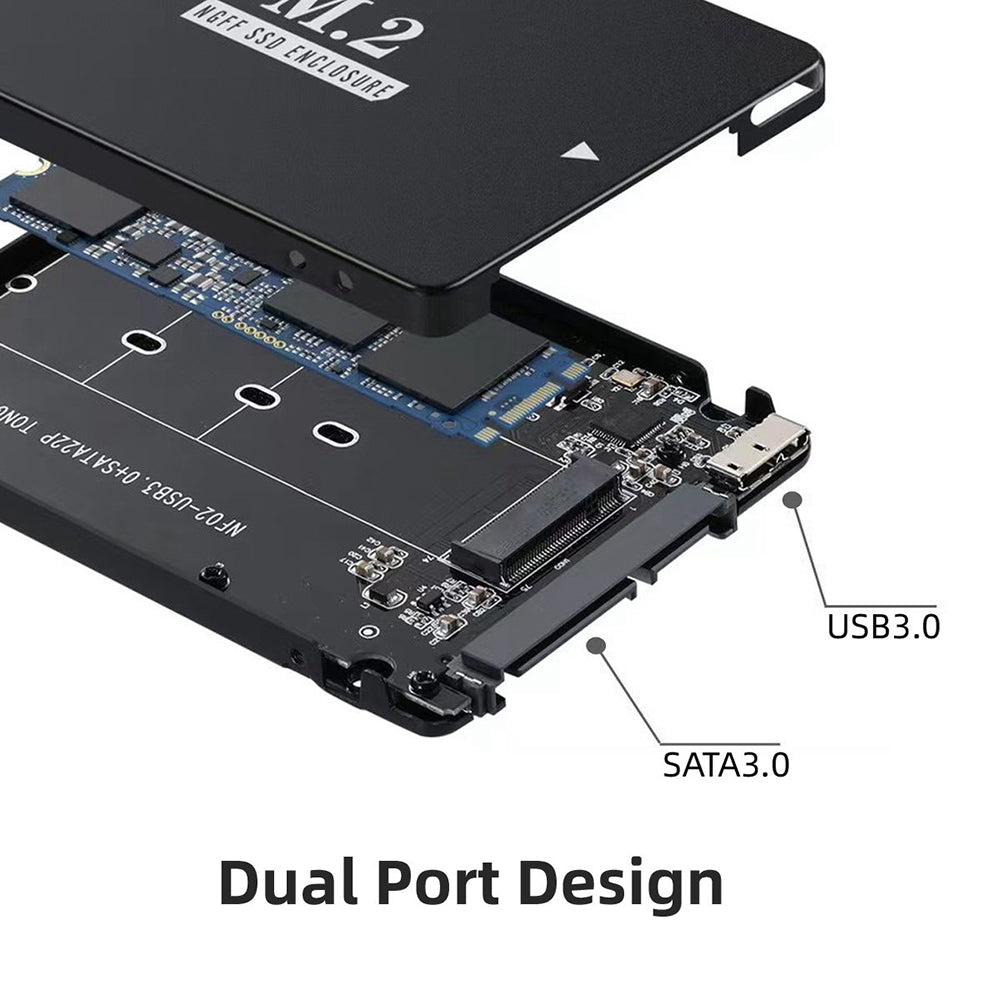 SA-018 NGFF B+M Key M.2 SSD Card to 2.5inch SATA Micro USB 3.0 Combo HDD Disk Drive Enclosure with Micro USB Cable