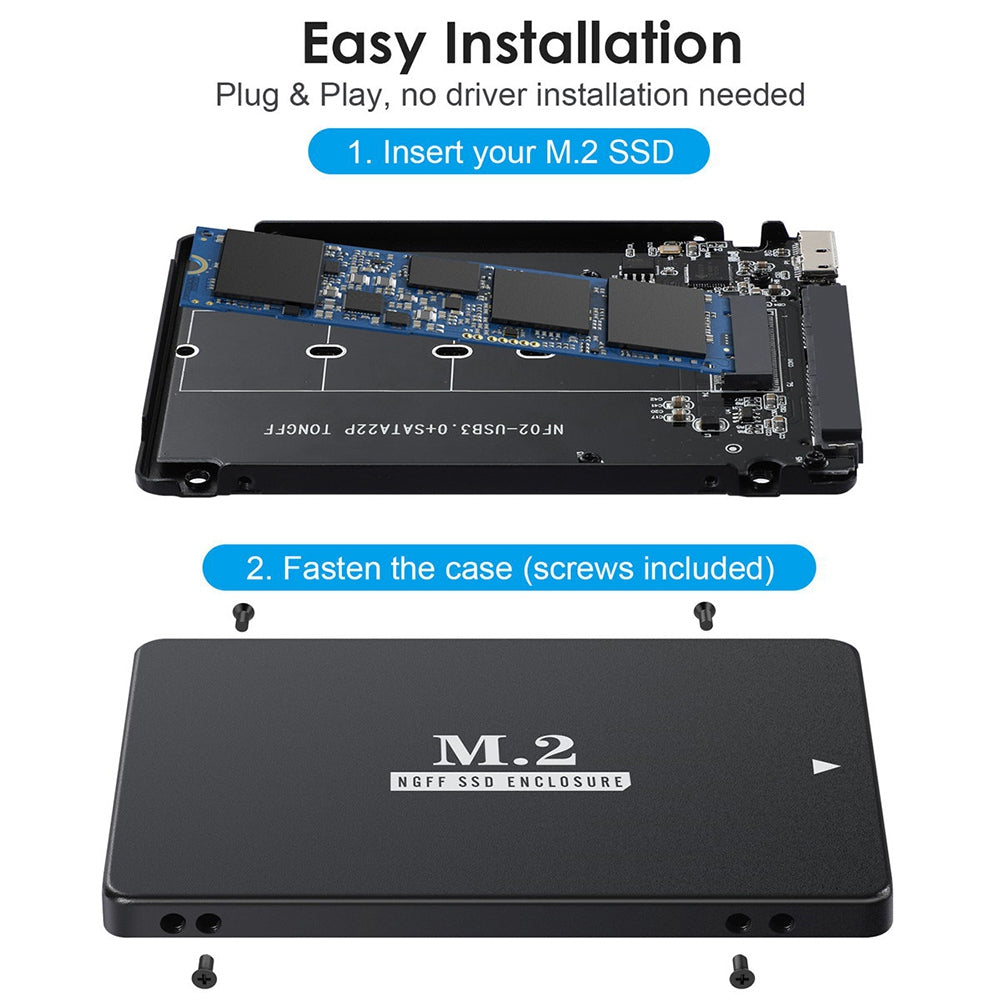 SA-018 NGFF B+M Key M.2 SSD Card to 2.5inch SATA Micro USB 3.0 Combo HDD Disk Drive Enclosure with Micro USB Cable