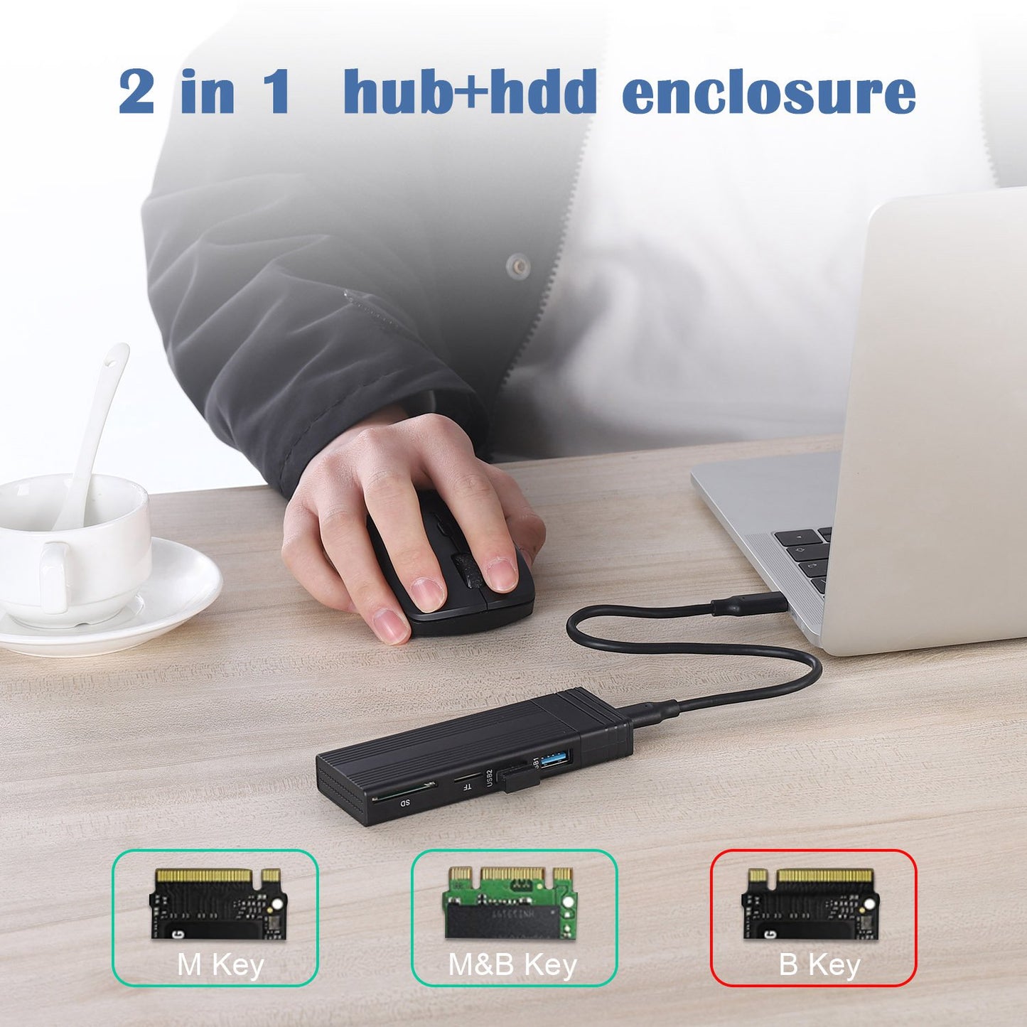 USB3.1 Gen2 Type-C Hub M.2 Solid-state NVMe SATA Dual-protocol Hard Drive Enclosure Docking Station