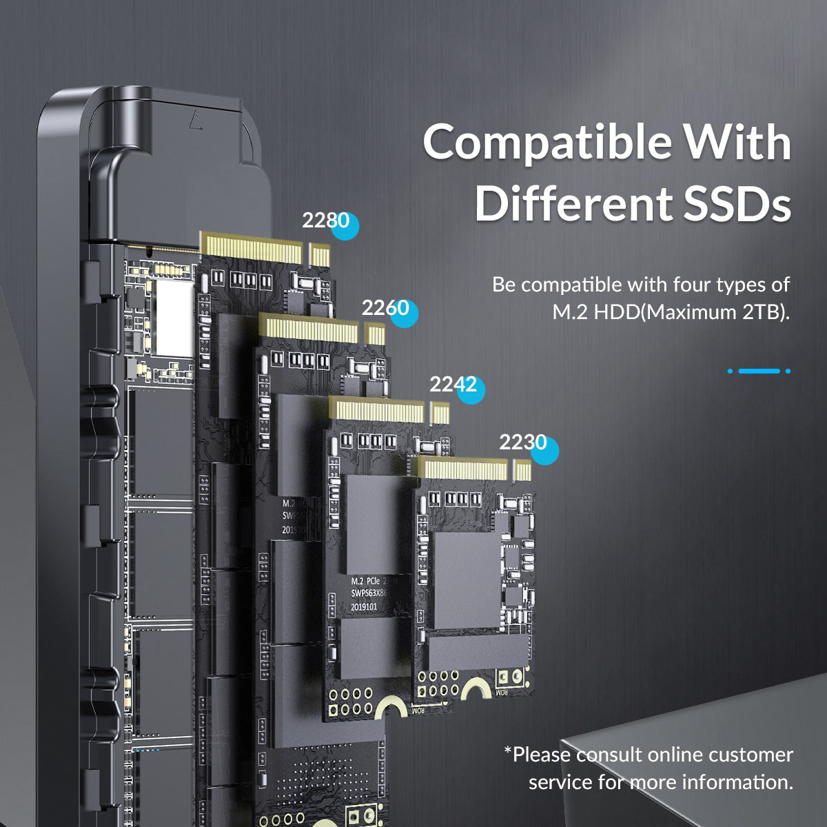 ORICO ORICO-HM2-G2 M.2 NVMe SSD Case 10Gbps High Speed Hard Drive Enclosure External Hard Disk Case