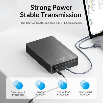 ORICO HM35C3 3.5-inch External Hard Disk Enclosure Compatible with 3.5 inch SATA Hard Disk Drive Box Support 6Gbps Fast Transmission (EU Plug)