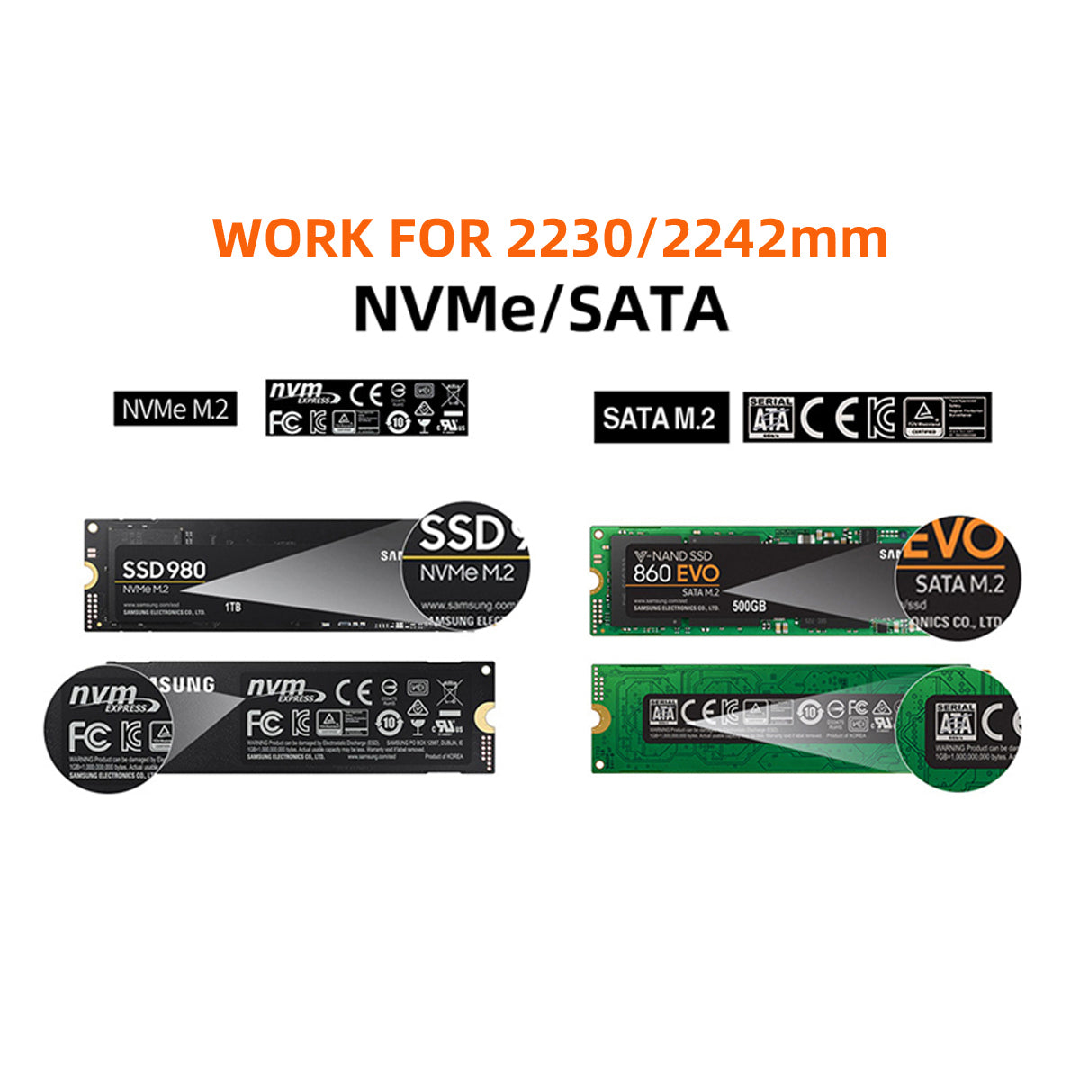 USB 3.0 to 2242 / 2230 NVME M-key M.2 NGFF SATA SSD External PCBA Case Converter Adapter RTL9210B Chipset