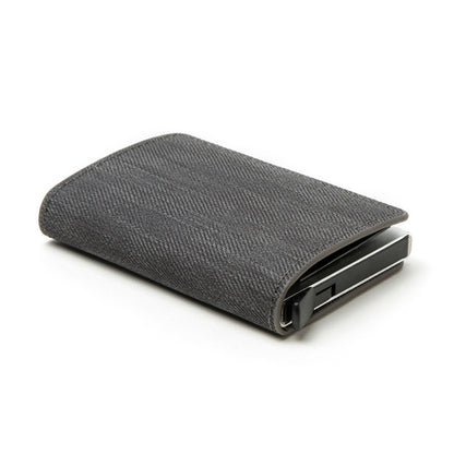 RFID Anti-theft Swiping Business Automatic Magnetic Wallet Denim Metal Wallet Card Box