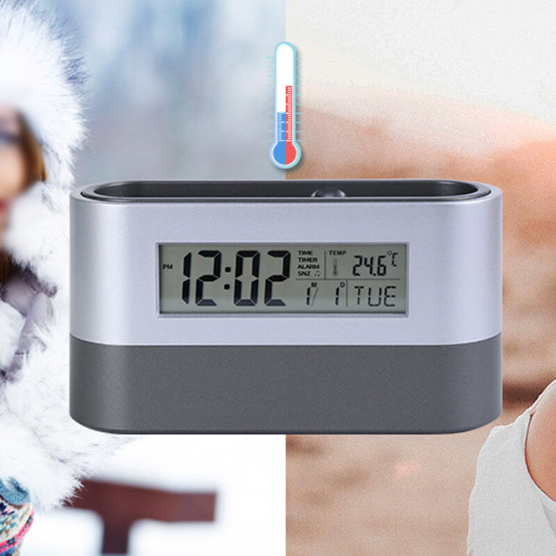 Pen Holder Organizer with LCD Screen Clock Function Temperature Perpetual Calendar Display Countdown Alarm Snooze Mode