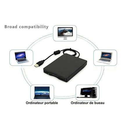 USB Floppy Drive 3.5 Inch External Device Portable 1.44MB FDD Plug and Play for PC Windows