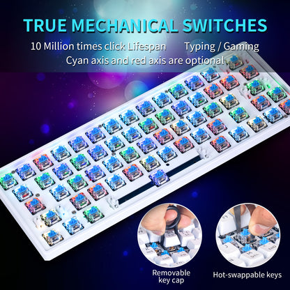 IVHCO 63 Keys Mini Gaming Mechanical Keyboard 3-Mode Bluetooth Keyboard with RGB Effects