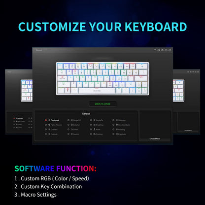 IVHCO 63 Keys Mini Gaming Mechanical Keyboard 3-Mode Bluetooth Keyboard with RGB Effects