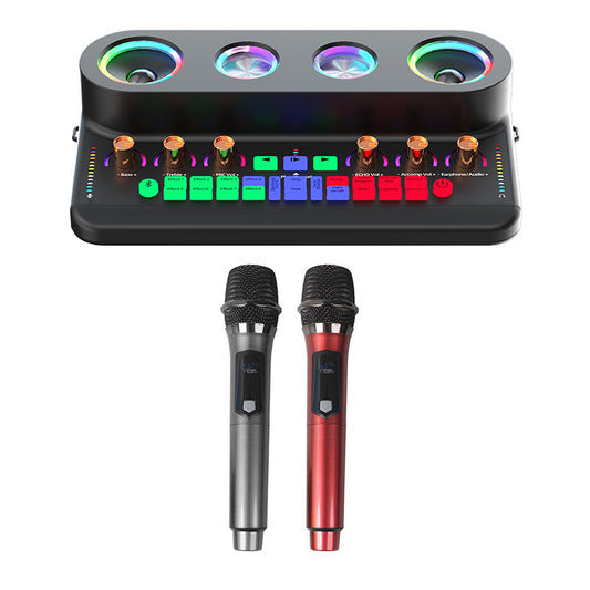 S20 Audio Microphone Sound Card with Dual Microphone for Karaoke Party Soundcard Device