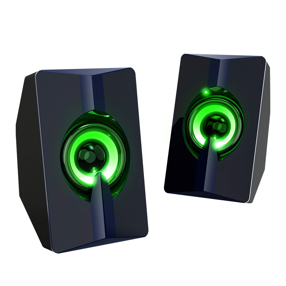 S5 2Pcs/Set Portable Computer Speaker USB Powered Subwoofer with Colorful Light for Desktop PC Notebook