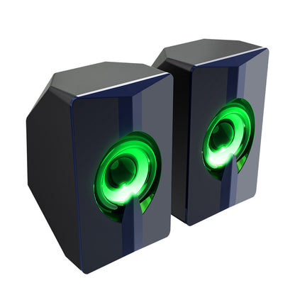 S5 2Pcs/Set Portable Computer Speaker USB Powered Subwoofer with Colorful Light for Desktop PC Notebook