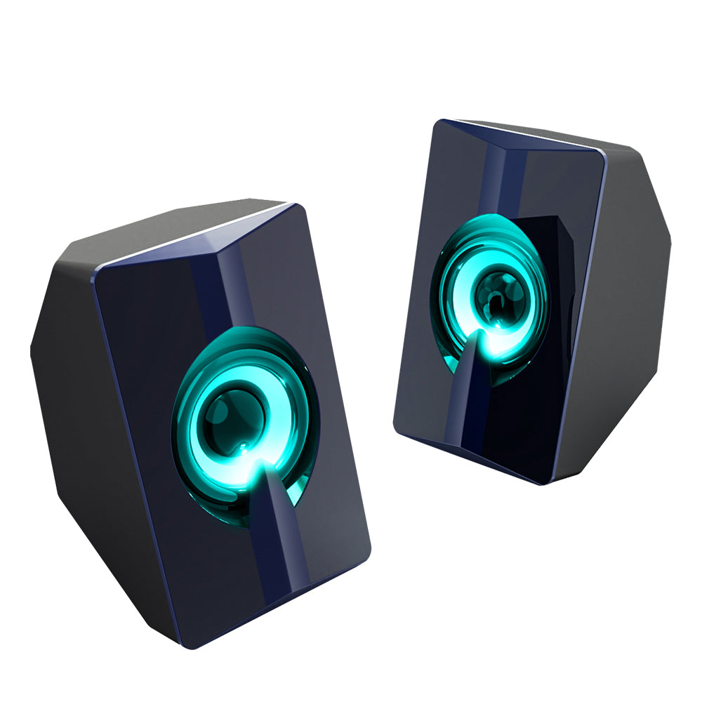 S5 2Pcs/Set Portable Computer Speaker USB Powered Subwoofer with Colorful Light for Desktop PC Notebook