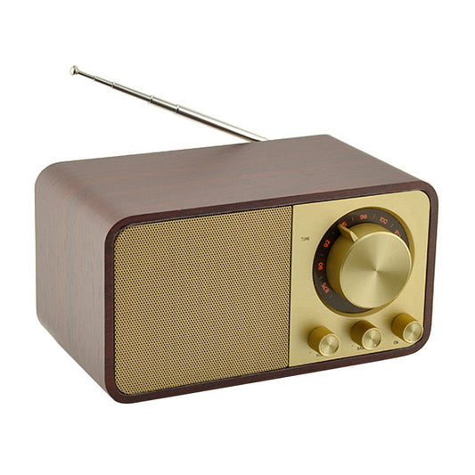 JY-66 Retro Wooden Wireless Bluetooth 5.0 Speaker Super Bass Subwoofer FM Radio Support TF Card U Disk Aux In (CE Certificated)