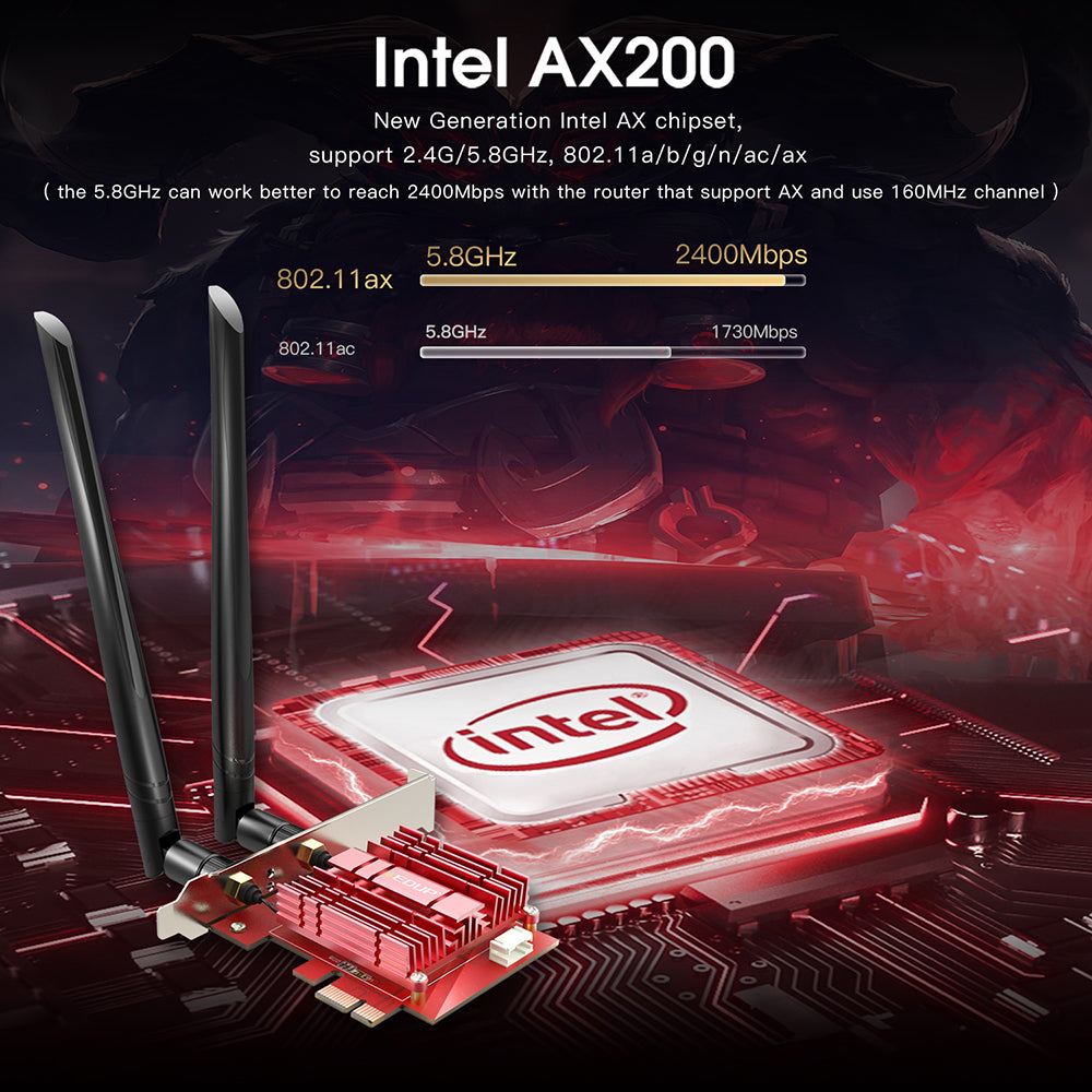 EDUP PCI-E 3000 Megabit Wifi 6 E-sports Intel AX200+ Bluetooth 5.1 Dual-band Wireless Network Card