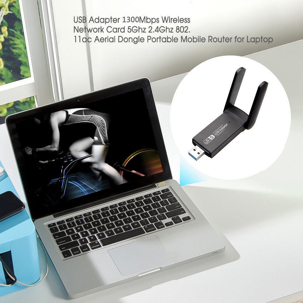 1300Mbps 5.8G/2.4G Dual Band Wireless WiFi Adapter Bluetooth 4.2 USB Network LAN Card