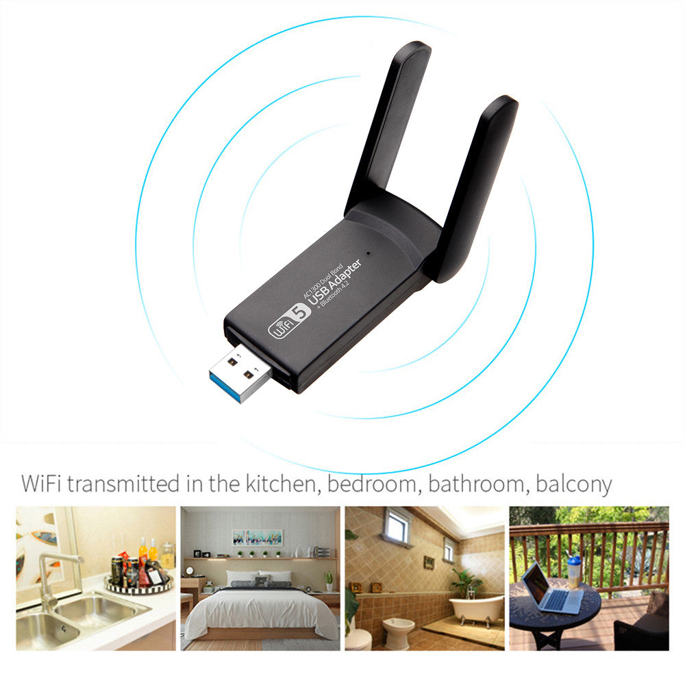 1300Mbps 5.8G/2.4G Dual Band Wireless WiFi Adapter Bluetooth 4.2 USB Network LAN Card