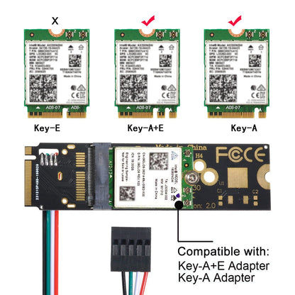 EP-002 Wireless NGFF A/E-Key WiFi Card to M.2 NGFF Key-M NVME SSD Adapter for AX200 WiFi 6 Bluetooth 5.1