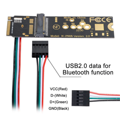 EP-002 Wireless NGFF A/E-Key WiFi Card to M.2 NGFF Key-M NVME SSD Adapter for AX200 WiFi 6 Bluetooth 5.1