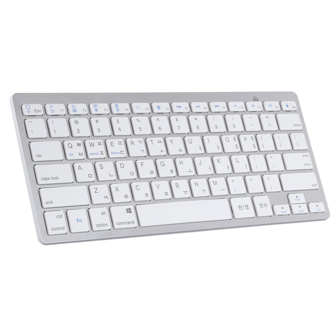 Ultra-Slim Wireless Bluetooth Keyboard (Korean Language) for Android Windows iOS - Silver