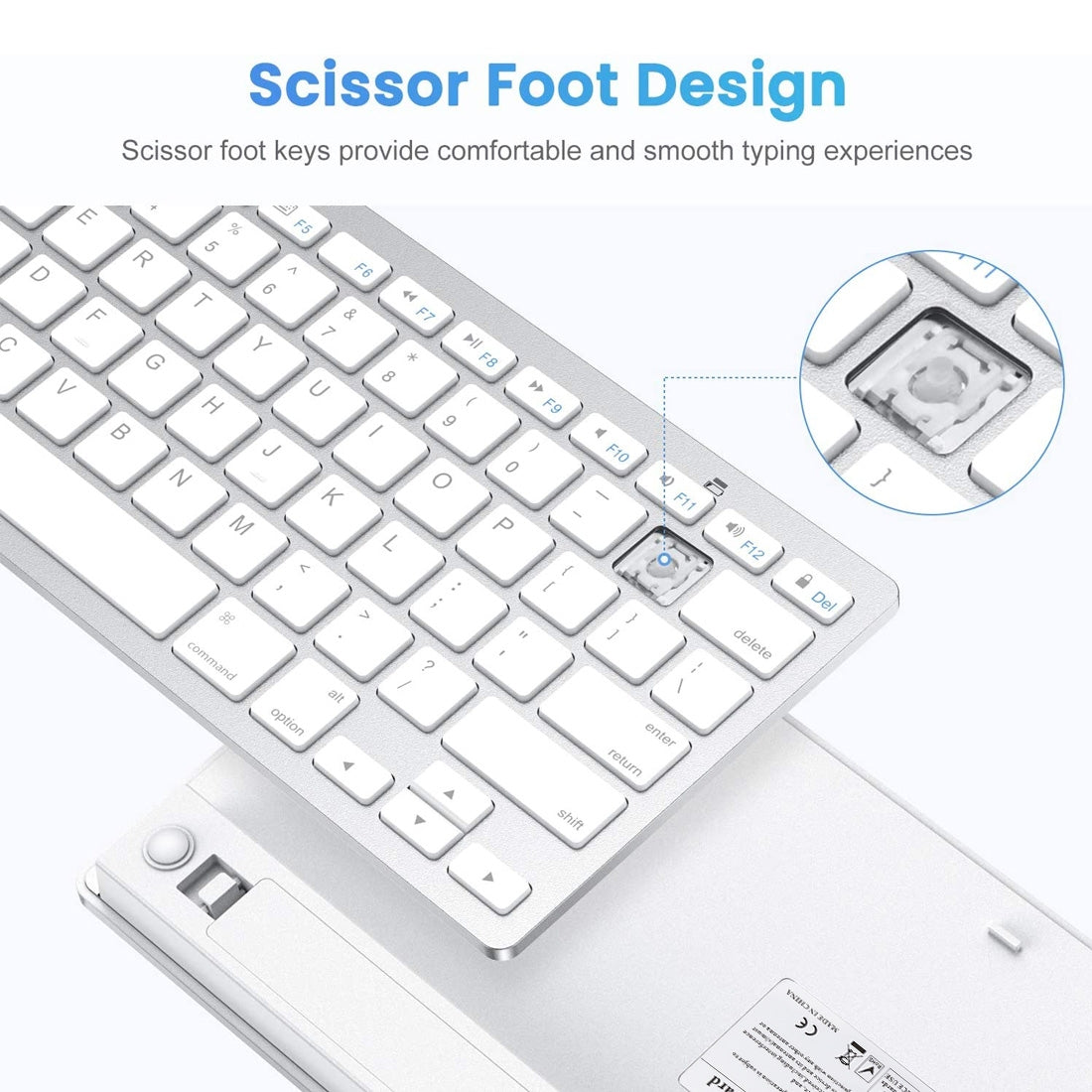 Ultra-Slim Wireless Bluetooth Keyboard (Korean Language) for Android Windows iOS - Silver