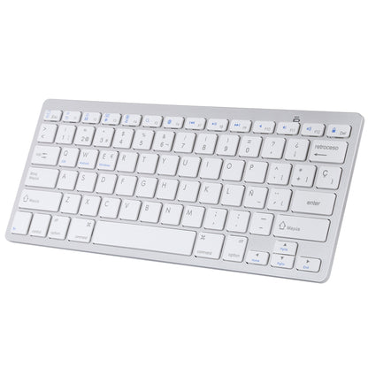 Ultra-Slim Wireless Bluetooth Keyboard (Spanish Language) for Android Windows iOS - Silver