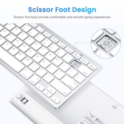 Ultra-Slim Wireless Bluetooth Keyboard (Spanish Language) for Android Windows iOS - Silver