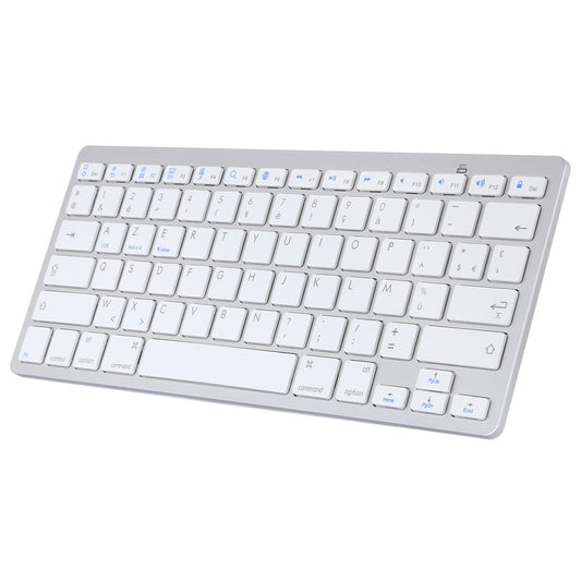 Ultra-Slim Wireless Bluetooth Keyboard (French Language) for Android Windows iOS - Silver