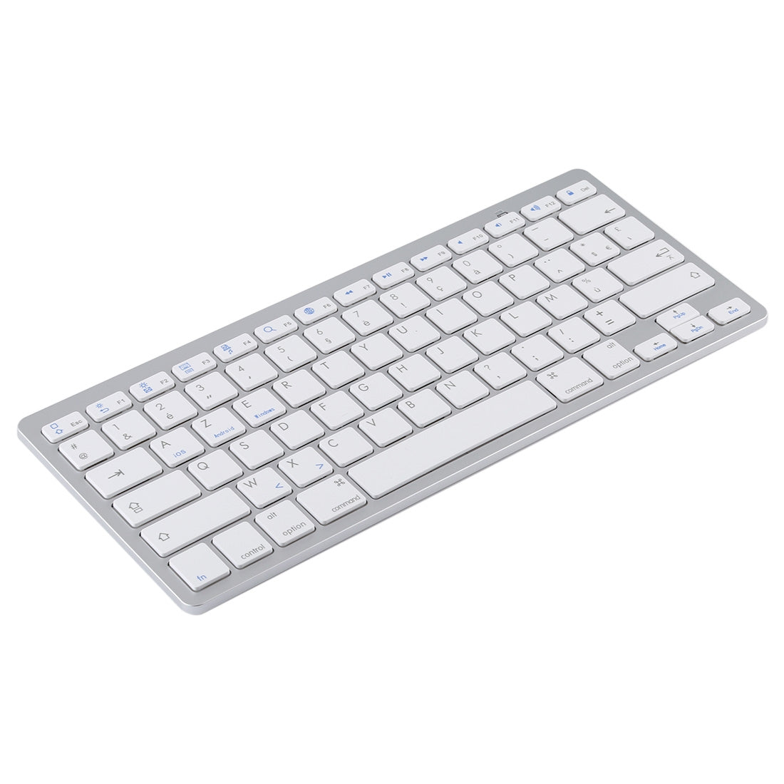 Ultra-Slim Wireless Bluetooth Keyboard (French Language) for Android Windows iOS - Silver